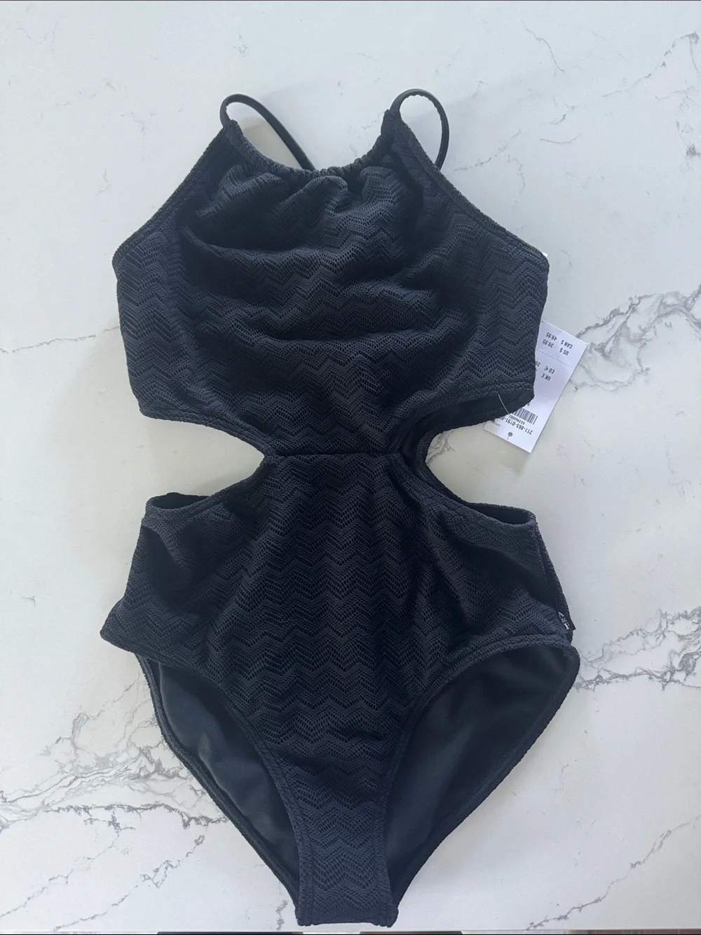 Girls' Black Cutout One-Piece Swimsuit Abercrombie and Fitch